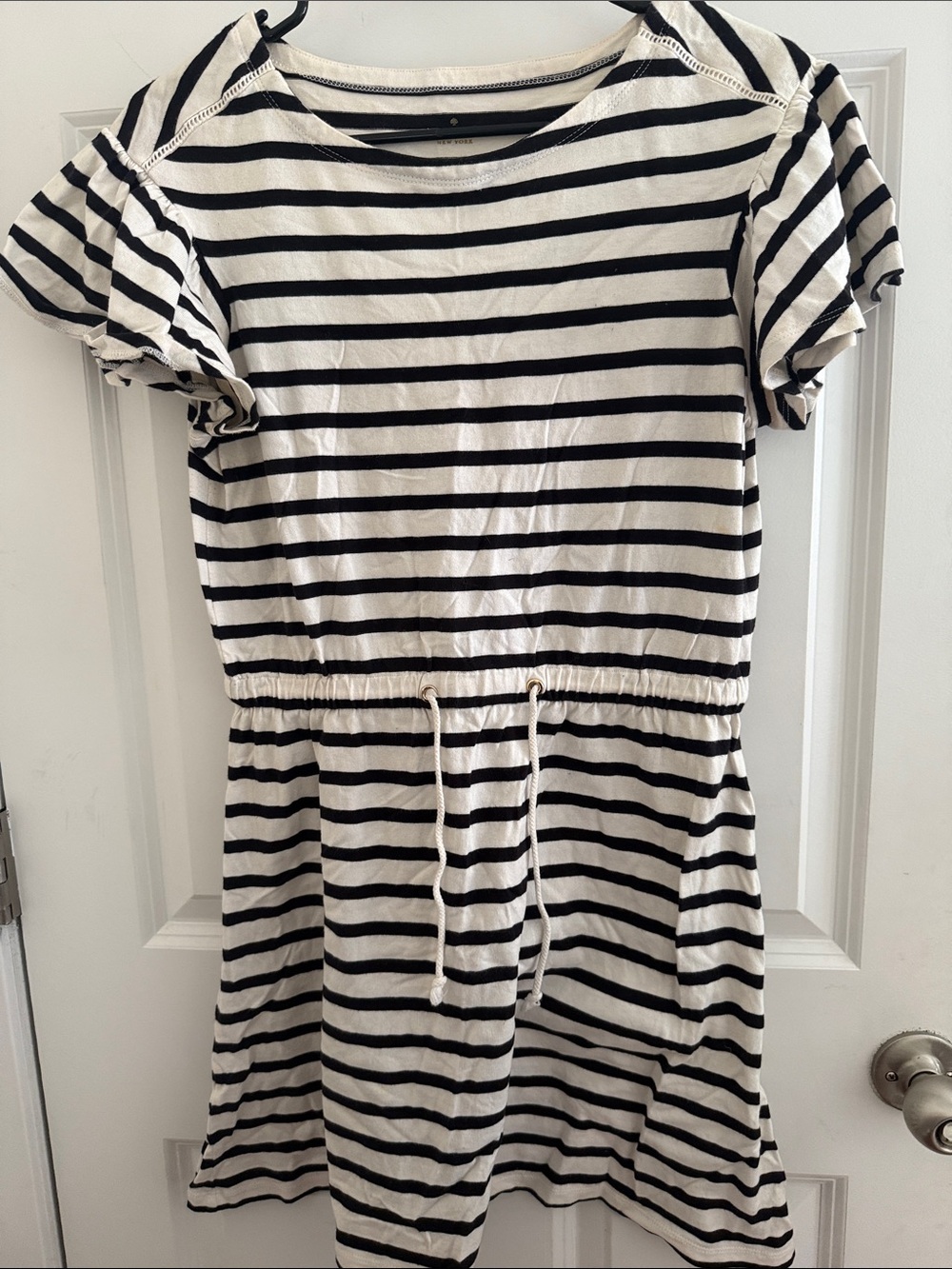 Kate Spade Black and White Striped Drawstring Waist Dress
